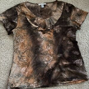 Dress Barn Floral Blouse in Brown and Black